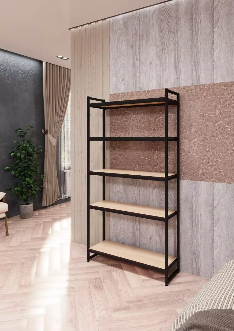 Стеллаж с полками PORTA ПД-1709Ч, 170 × 89 × 30 см, 5 полок — ЛДСП, дуб сонома