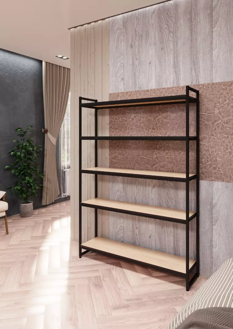 Стеллаж с полками PORTA ПД-1712Ч, 170 × 119 × 30 см, 5 полок — ЛДСП, дуб сонома