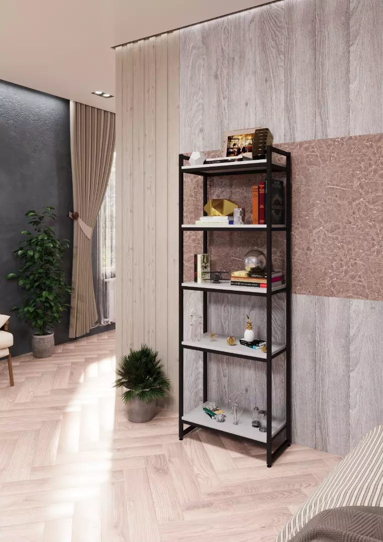 Стеллаж с полками PORTA ПБ-1706Ч, 170 × 59 × 30 см, 5 полок — ЛДСП, белый